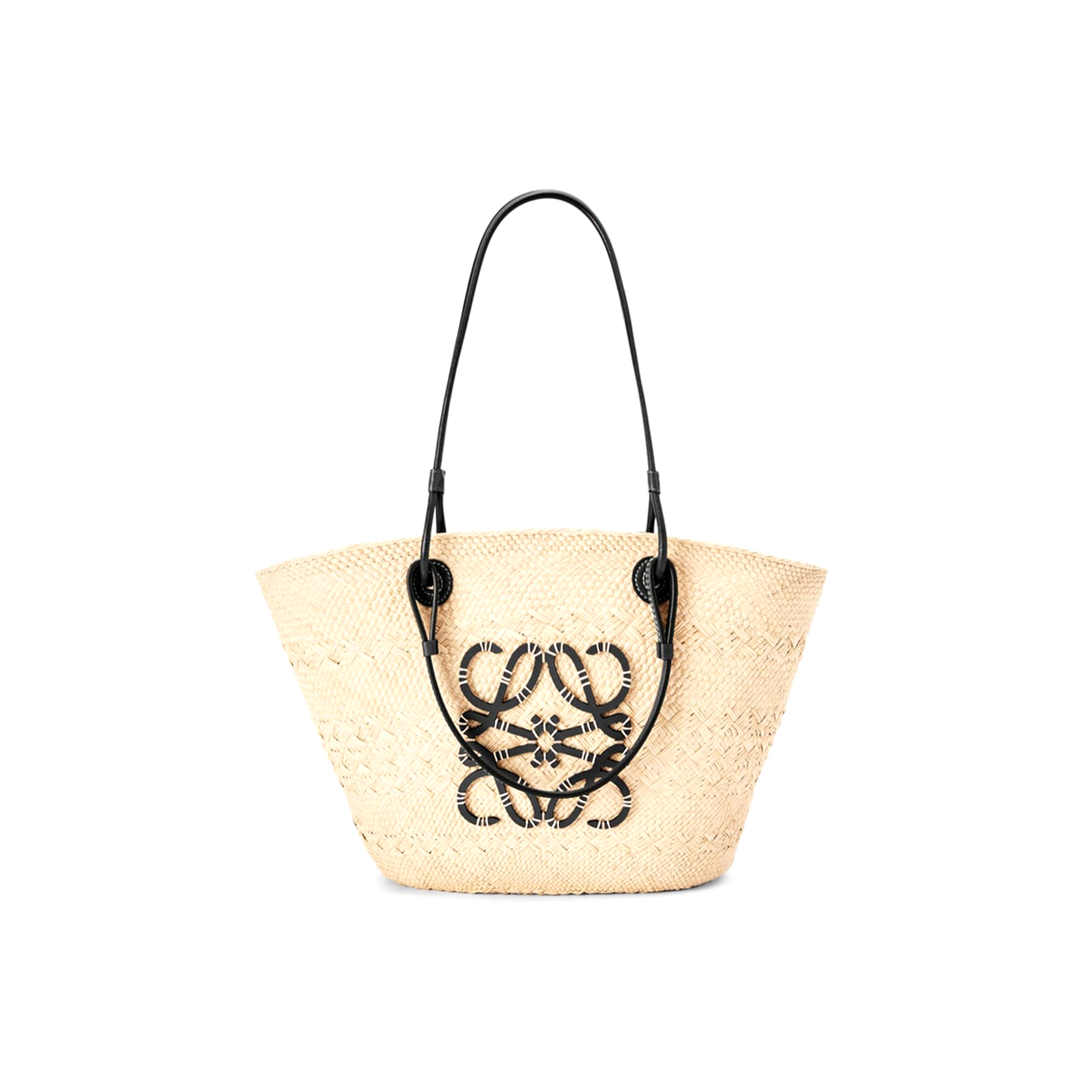 LOEWE MEDIUM ANAGRAM BASKET BAG IN IRACA PALM AND CALFSKIN A223T43X02 (46*24.5*16cm) LOEWE MEDIUM ANAGRAM BASKET BAG IN IRACA PALM AND CALFSKIN A223T43X02 (46*24.5*16cm)